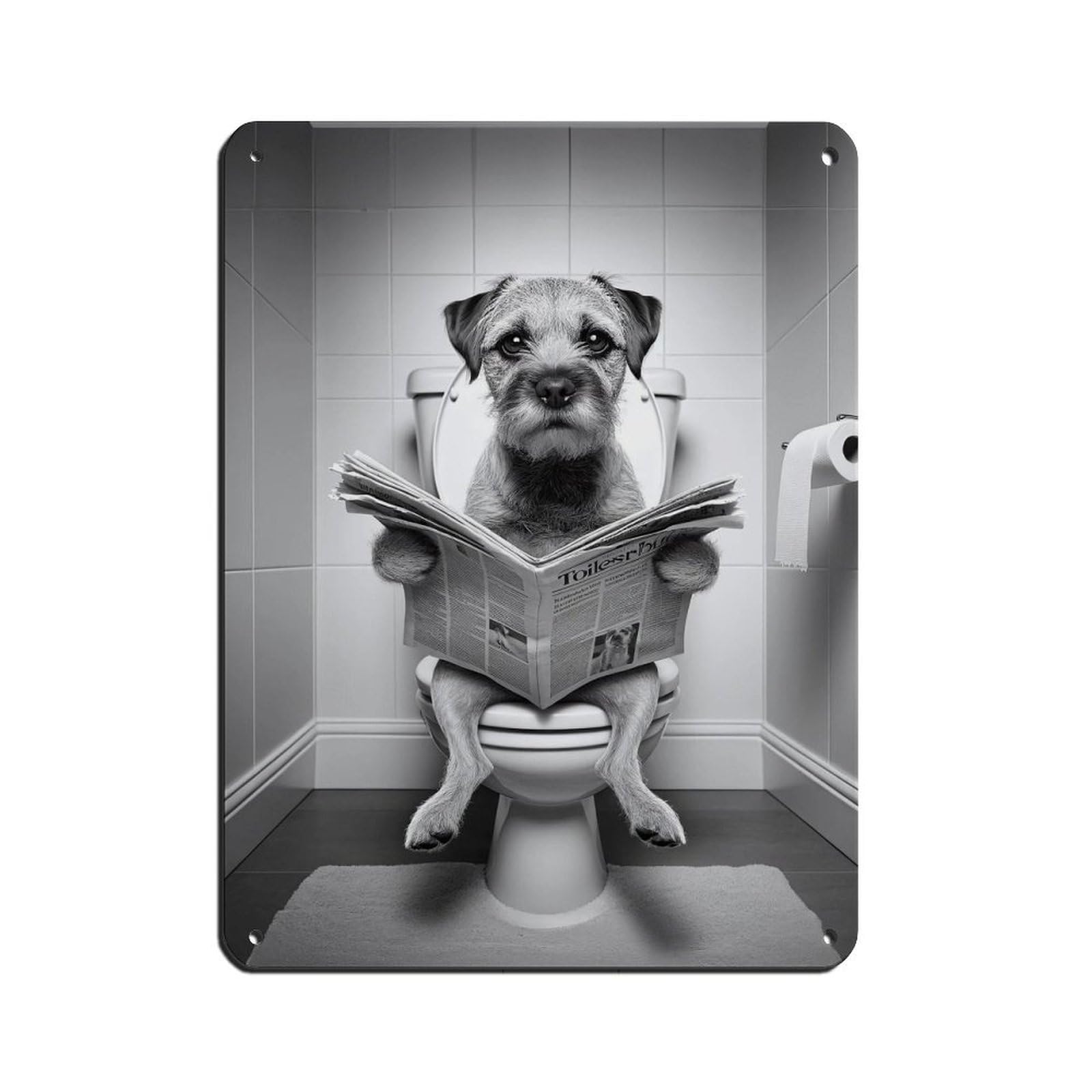 Border Terrier, Funny Bathroom Decor Tin Sign Vintage Metal Pub Club Cafe Bar Home Wall Art Decoration Poster Retro 12x16inch(30x40cm)