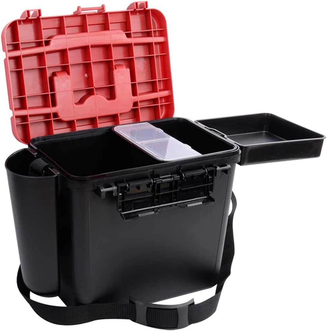 Fishing Bucket Fishing Bait Bucket Thickened Sea Fishing Box Plastic Suitcase Can Sit On The Shoulder of The Fishing Bucket Storage Box Portable Fish Bucket Live Fish Box (Color : Black)