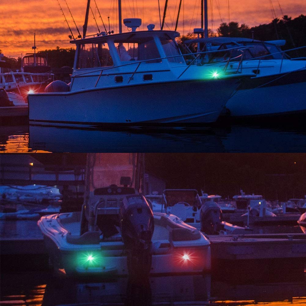 Fydun Luci Via Barca LED, 2 Pezzi 12V Luci di Segnale di Navigazione per Barche in Acciaio Inossidabile, Luce Navigazione di Prua A Incasso Impermeabile per Barca, Yacht, Verde/Rosso