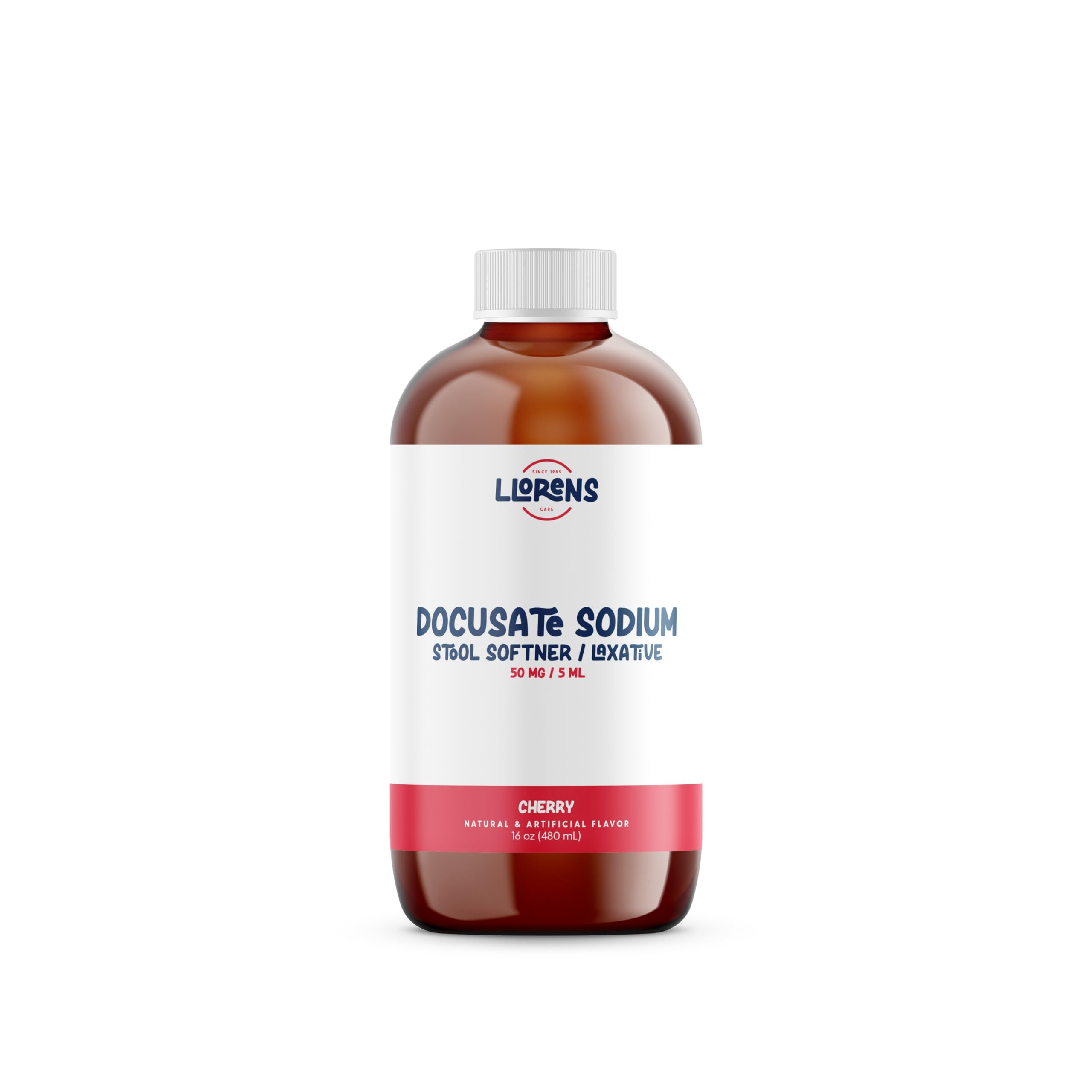 Docusate Sodium, Stool Softener by Llorens Care 50 mg. 5 mL per dose. Alleviate Constipation & Provide Relief. Compared to Senokot. Made in The USA