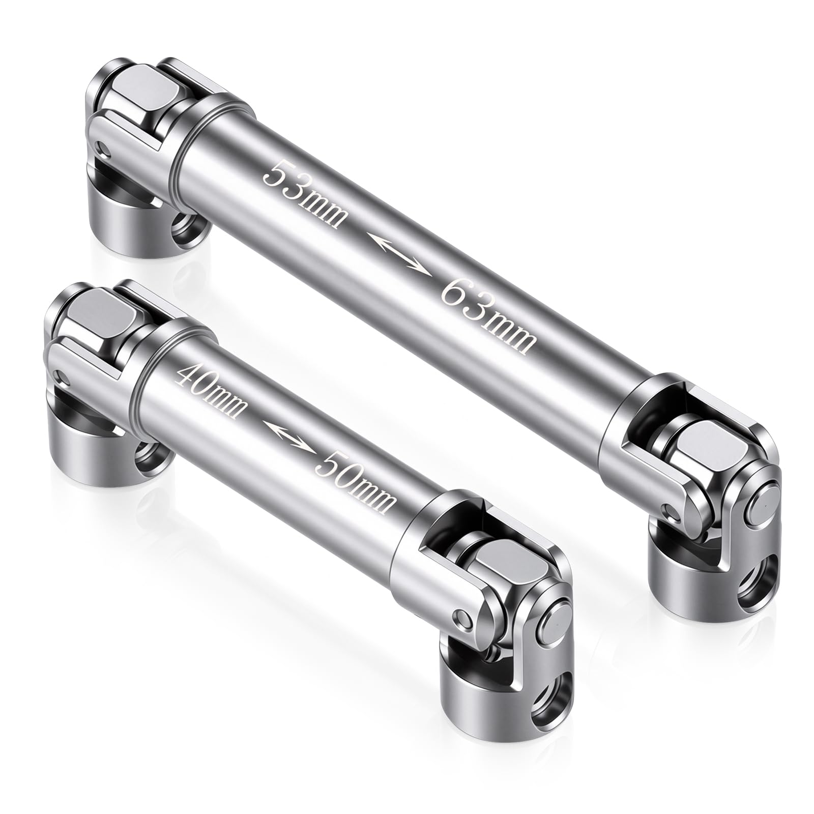 AXspeed 2pcs Steel Center Drive Shafts 40mm+53mm D-Shaped Driveshafts for Axial Scx24 AXI00001 1/24 RC Crawler Car