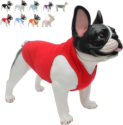 Lovelonglong 2019 Summer Pet Clothing, Dog Clothes Blank T-Shirts Ribbed Tanks Top Thread Vests for Pit Bull Medium Dogs 100% Cotton Red L-S