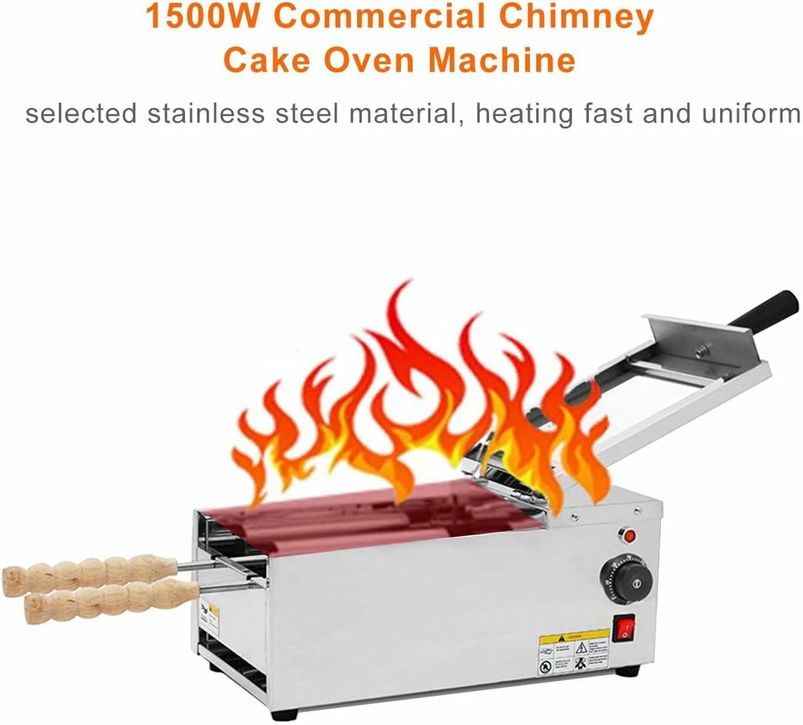 Horno Eléctrico para Rollos De Pastel De Chimenea, con Temperatura Ajustable, Tambor Giratorio Automático Y Bandeja Recogegotas Extraíble.
