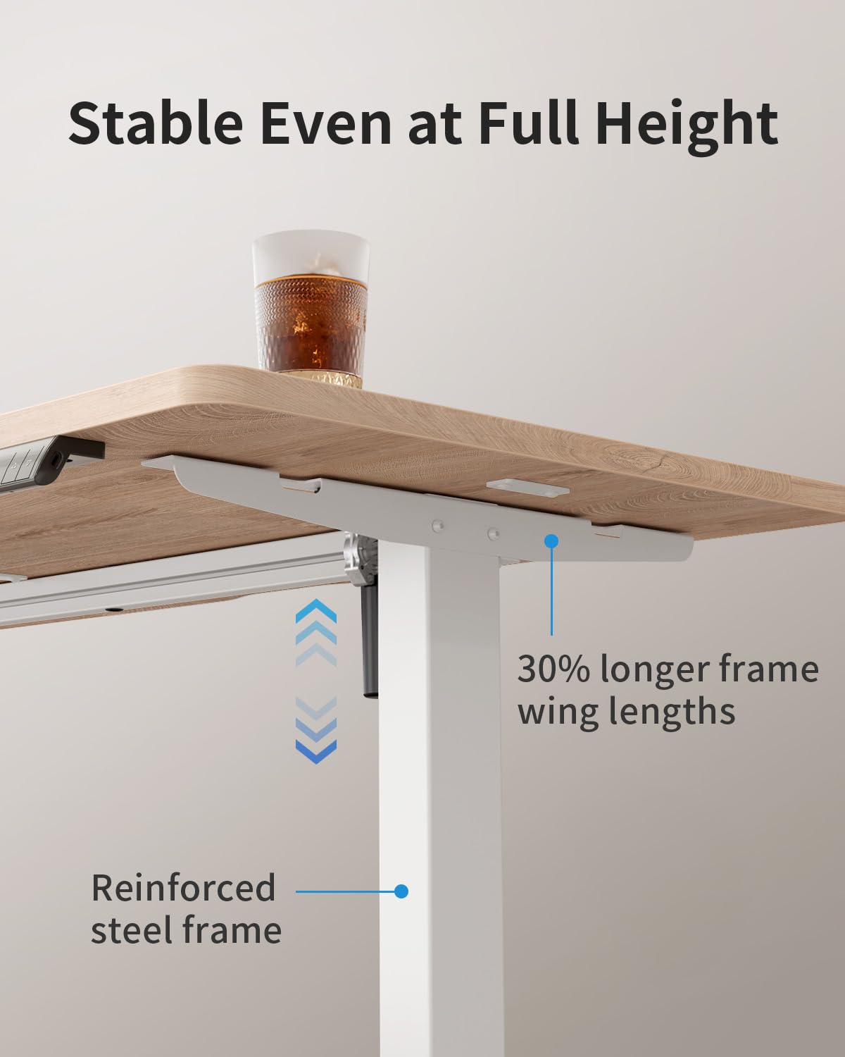 FEZIBO Bureau Assis Debout avec Ports de Charge USB-A et USB-C - 140 x 70 cm - Bureau électrique réglable en Hauteur - Standing Desk- Chêne