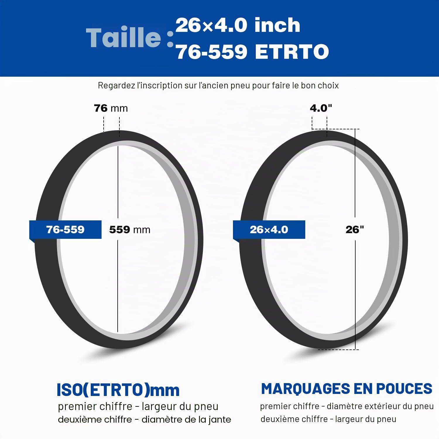 ZUKKA Pneu de vélo 20" 26" Fat Tire 20/26 x 4.0 pour vélo électrique, VTT Heavy Duty Haute Performance résistant à l'usure