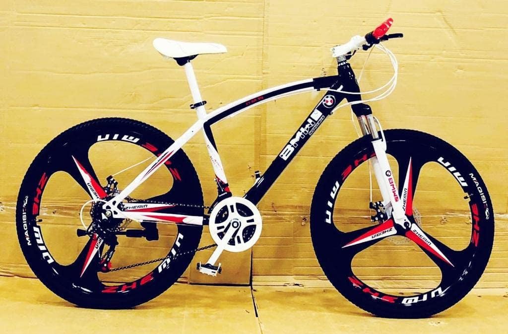 Sunspeed B.M.V Sleek Mountain Bicycle | 26-Inch Unisex Foldable Cycle with 21-Speed Branded Gears, Double Disc Brakes and Durable Carbon Steel Frame | Perfect for Adventure Seekers | Black