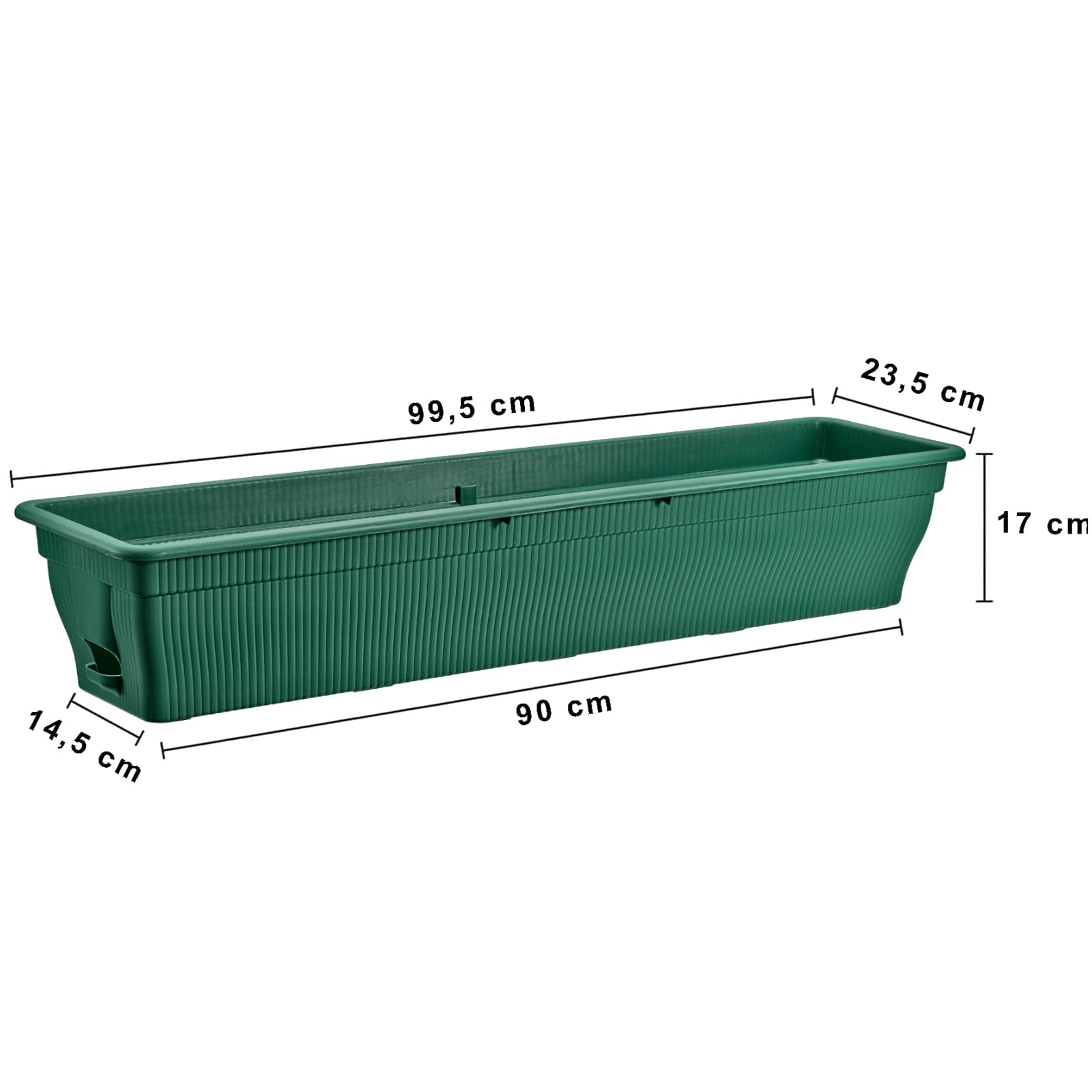 Balkonkasten 100 cm Wasserspeicher 25 L Pflanzkasten Grün 6er Set Balkon | BURI Pflanzeinsatz wetterfest aus Kunststoff für Blumenkasten, Balkon, Terrasse und langlebige Bepflanzung im Außenbereich