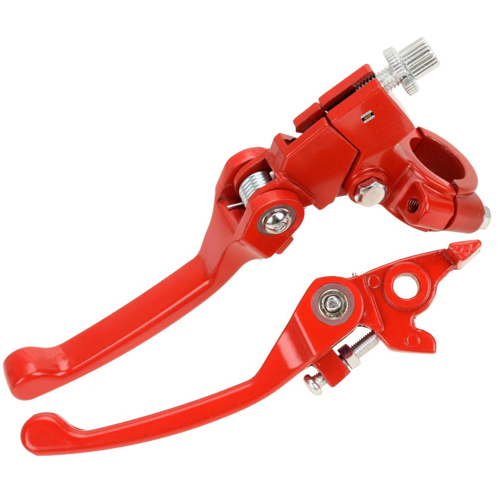 HIAORS Red Brake Folding Clutch Lever with Perch for 7/8" Handlebar