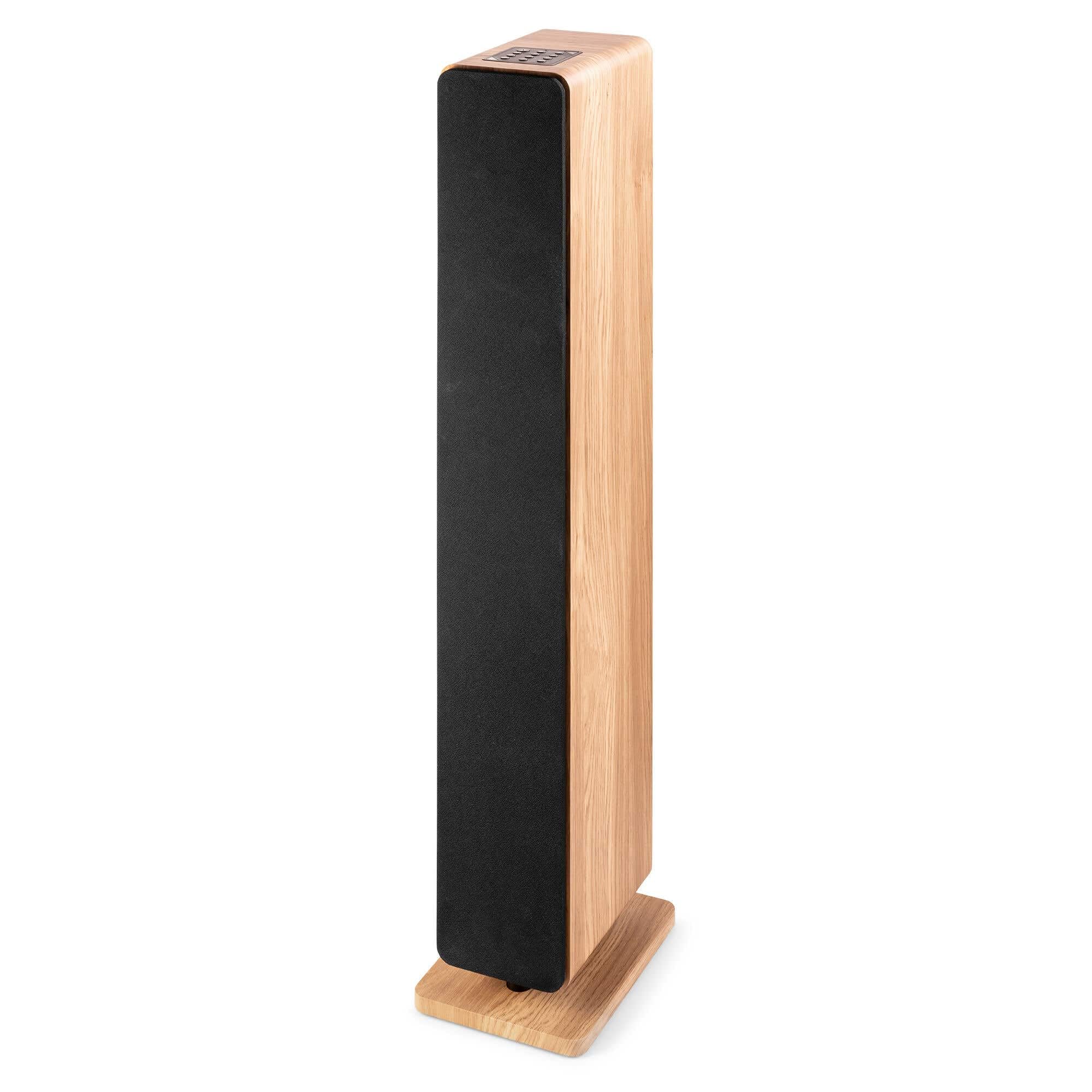 Audizio ARCO Tour de Son Hi-FI Stéréo 320W Chêne Clair - Pack Enceintes Colonnes Active + Passive avec BT, USB et Optique Tour de Son Design pour Salon, TV et Musique