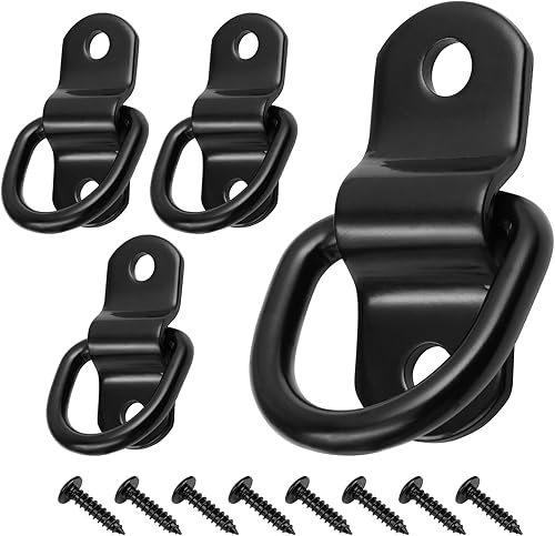 12 anclajes de amarre con anillo en D, ganchos de amarre negros de 14 pulgadas con tornillos de montaje para remolques, camiones, soporte de cama,