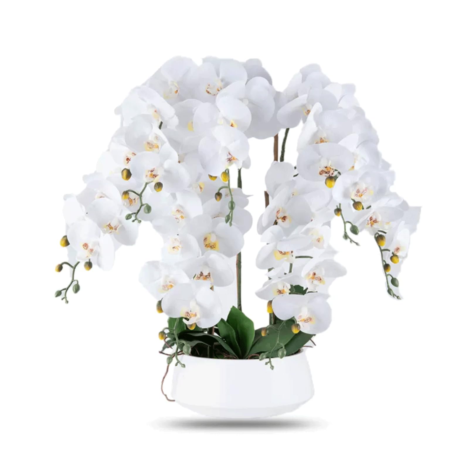 Orchidées artificielles en Soie avec Vase, Fausse décoration Florale, orchidée Artificielle de 47 cm, Fleurs de phalaenopsis artificielles, Fleurs artificielles
