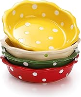 AVLA 4-Pack 6 Inch Ceramic Mini Pie Pans, 10oz Deep Dish Individual Pot Pie Plates for Quiches Tarts Oven Safe