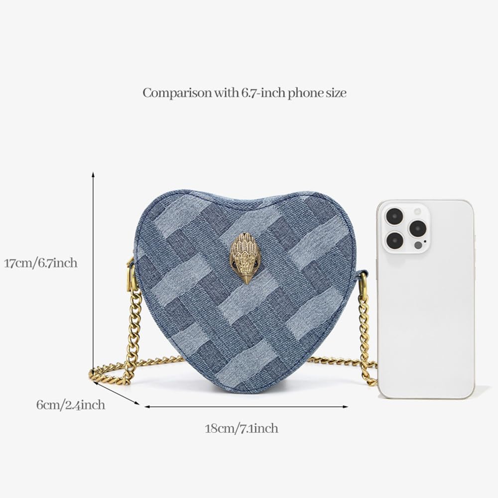 Rejolly Heart Shaped Purse for Women Crossbody Bag Metallic PU Leather Shoulder Bag with Chain Strap - Image 6