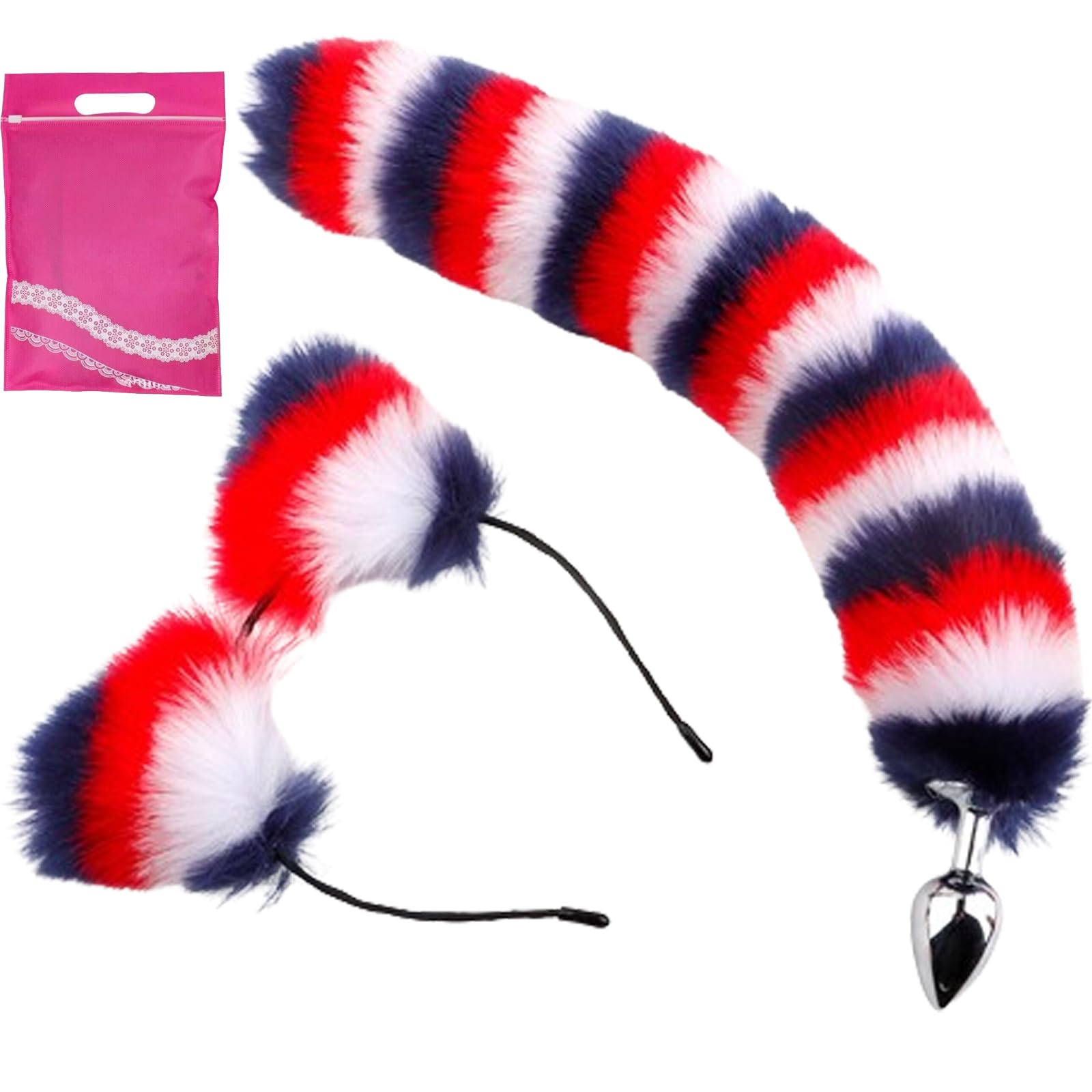 2pcs Set Fox Anal Plug Set Tail Butt Plug Furry Cat Ear Headband Adult Anus Play Cosplay Role