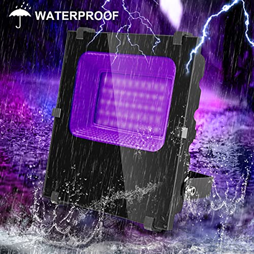 Image of 500W Black Lights Outdoor, Commercial High Power LED Black Light Flood Lights with UL Listed Plug 395nm IP66 Waterproof Blacklight FloodLight for Glow Party Large Space, Halloween (2 Pack)