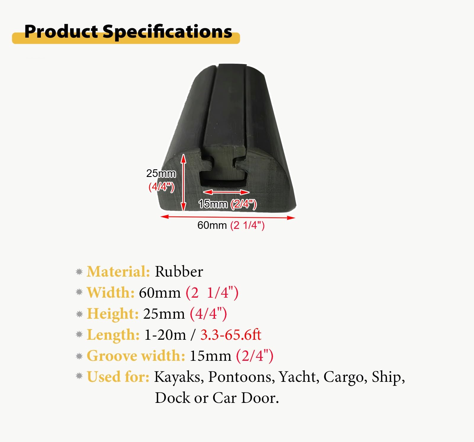 Bobina di bordo resistente per binario di sfregamento, kit di ricambio per parafango barca, paraurti in gomma resistente alle intemperie per attracco, lunghezza 16 m, larghezza 5 cm