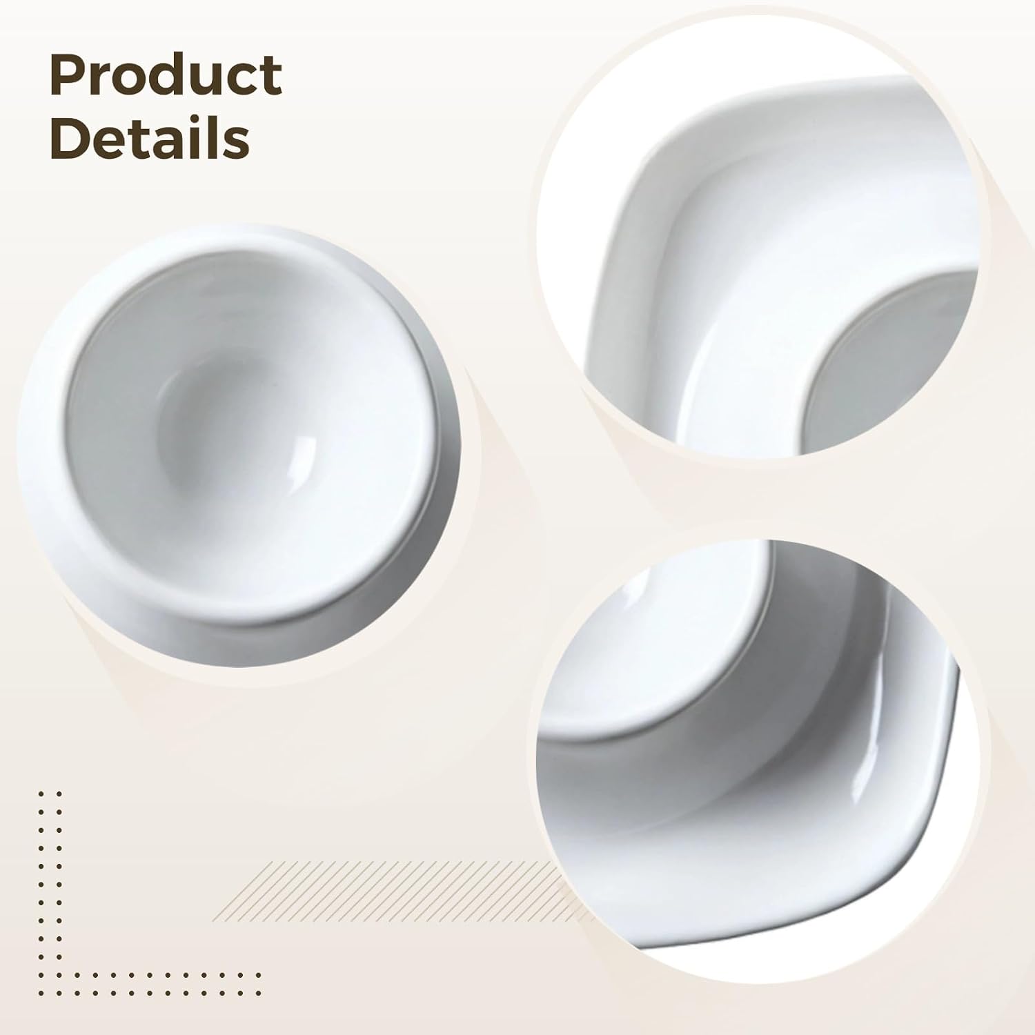 6 Pcs Ceramic Egg Cups, Square Egg Holder Tray with Grooves, Egg Dish for Hard Boiled Eggs, White, Dishwasher Safe
