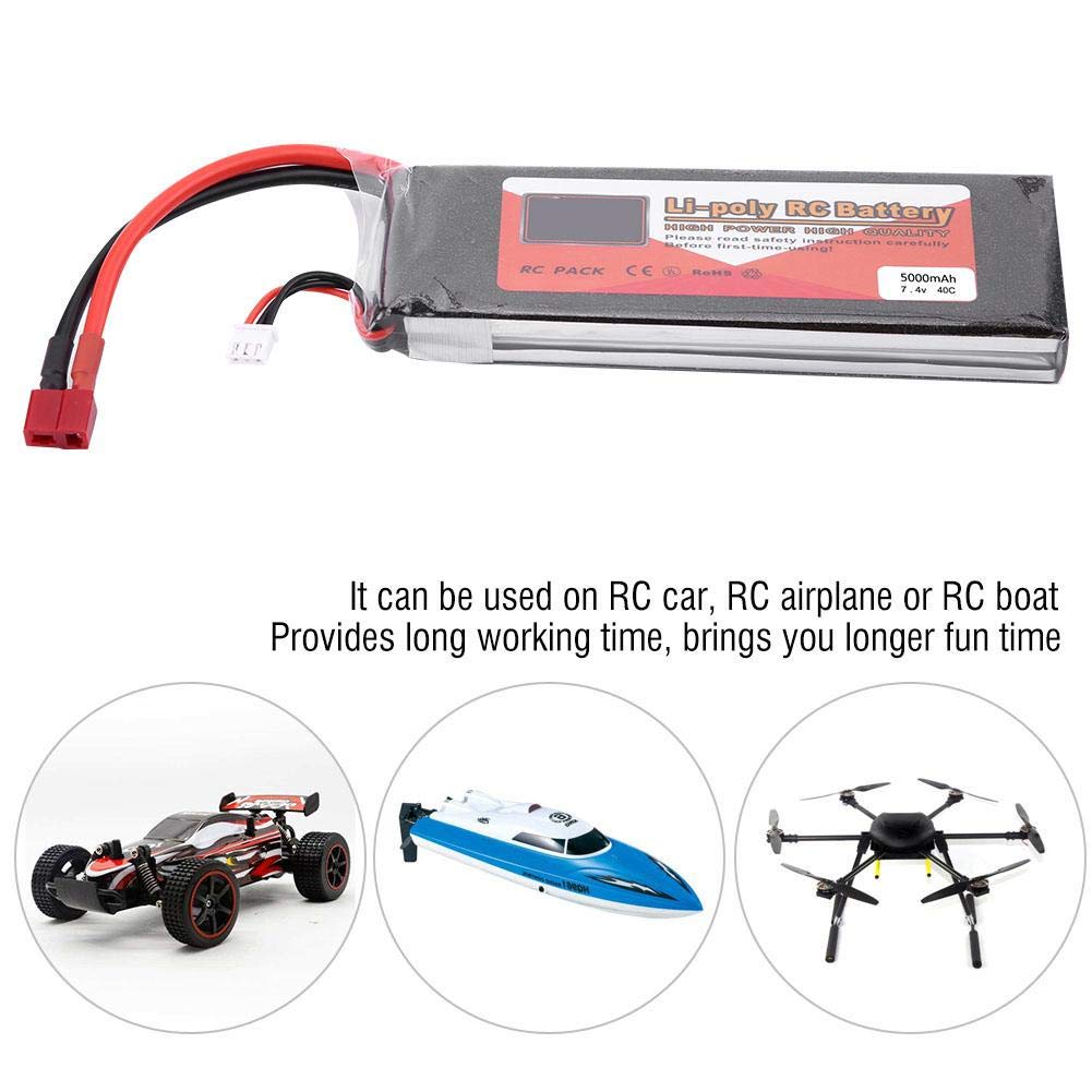 VGEBY1 Batería Lipo, ZOP Power 7.4V Batería Recargable Lipo con Conector en T 2200mAh 5000mAh 3500mAh 5500mAh 4500mAh(5000mAh 40C)