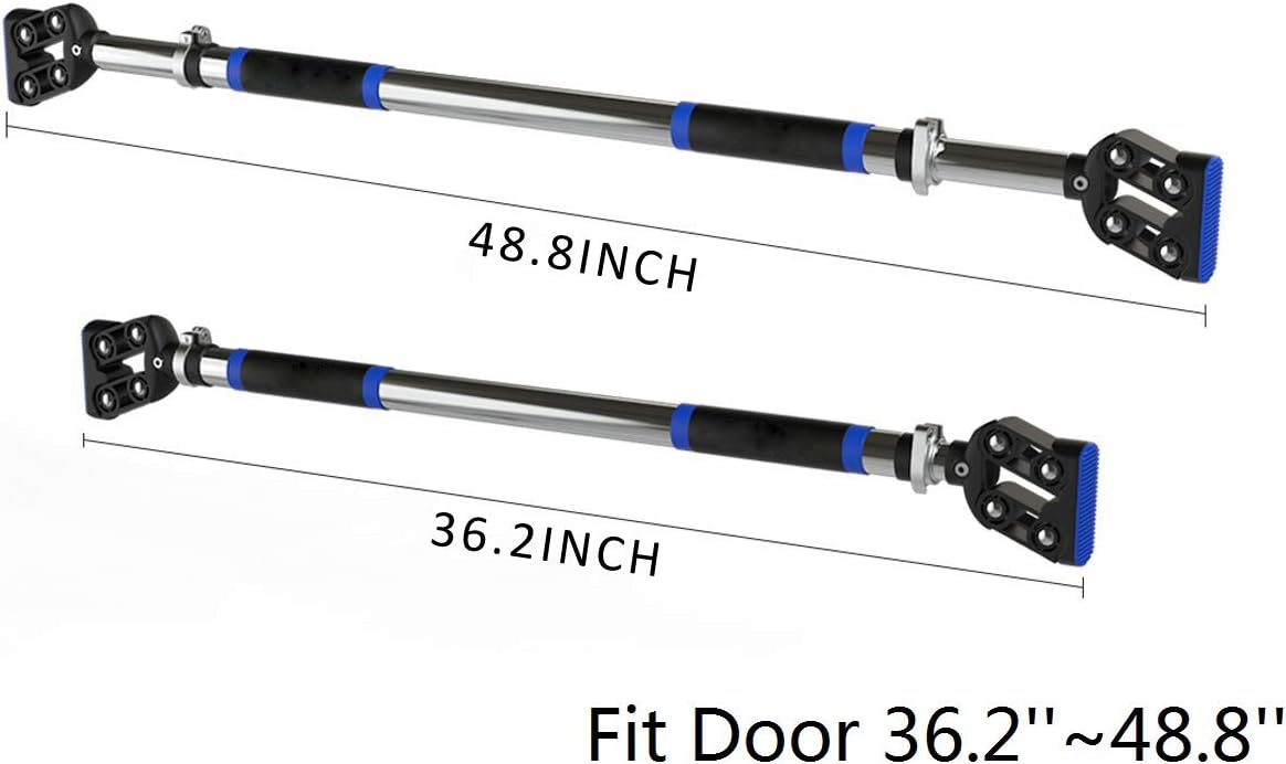 FEIERDUN Doorway Pull Up and Chin Up Bar Upper Body Workout Bar for Home Gym Exercise Fitness & 440 LBS (Blue, L36.6~45")