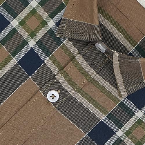 Image of GHPC 100% Cotton Checkered Half Sleeves Regular Fit Formal Shirt for Men