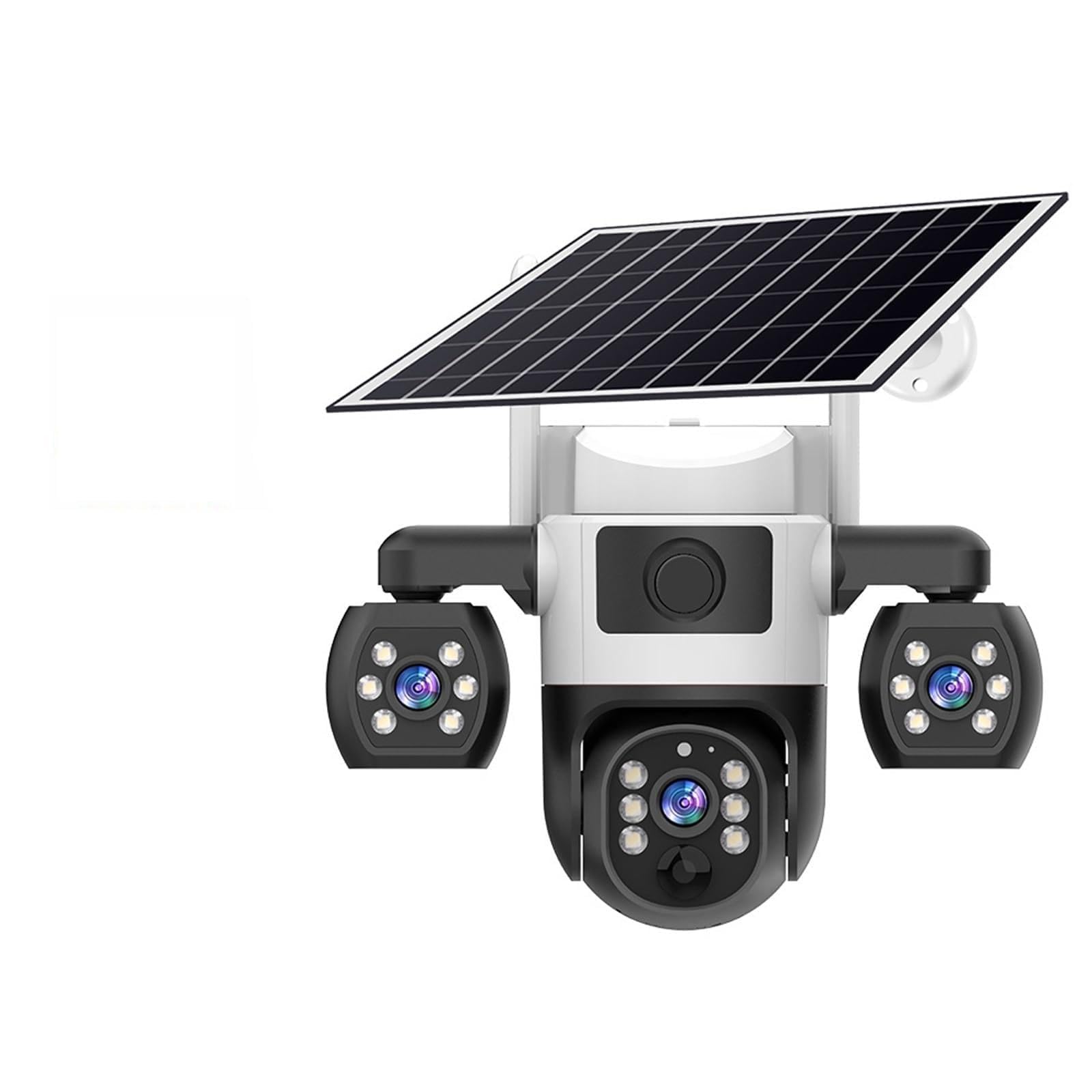 Wifi Security Cameras 3 Lens 3 Screen 10X Zoom Solar Outdoor Camera Waterproof Night Vision CCTV Security Protection(3MP 5X Camera)