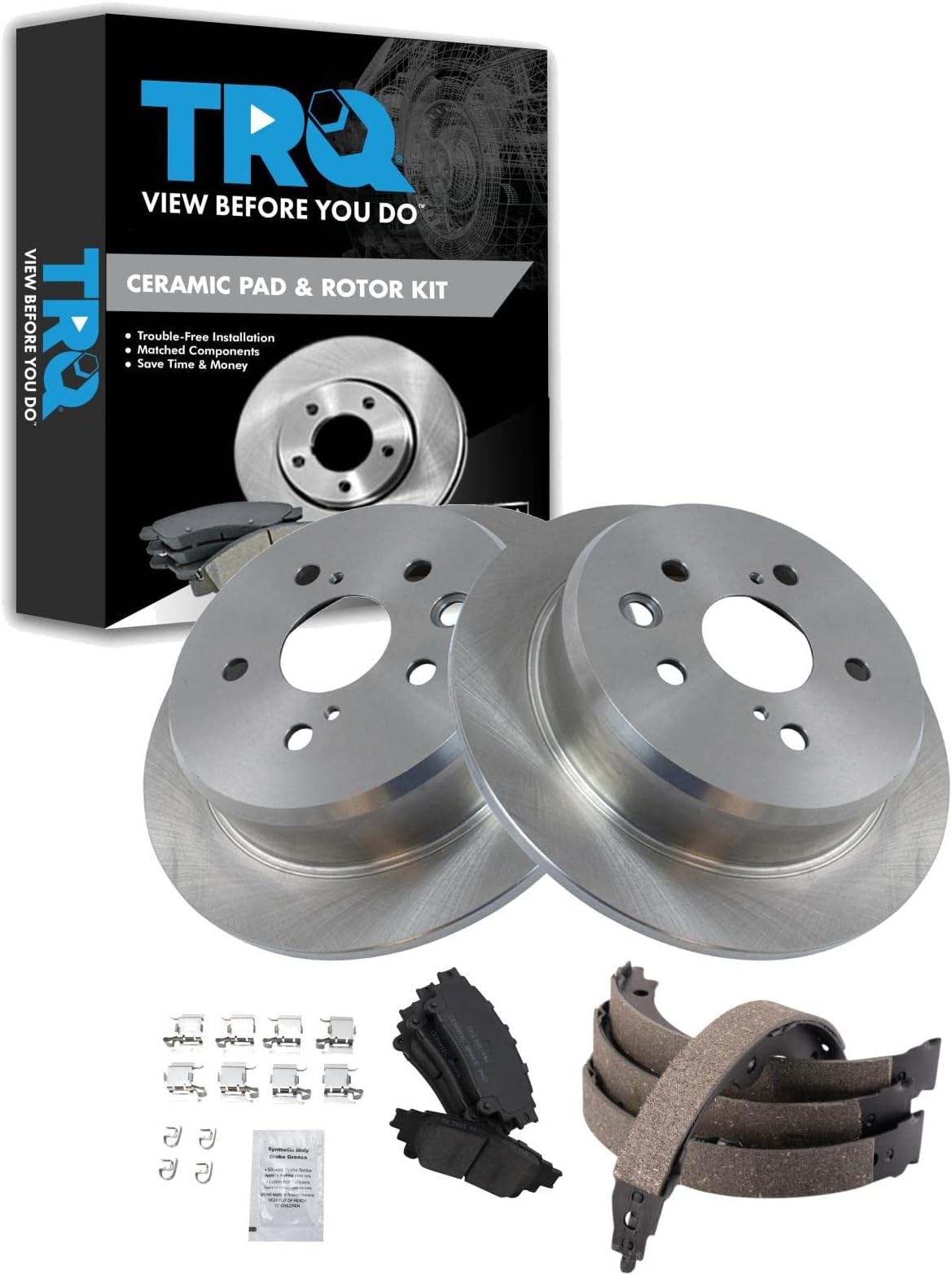 TRQ Rear Ceramic Brake Pad & Rotor Kit Compatible with 2014-2015 Lexus IS250