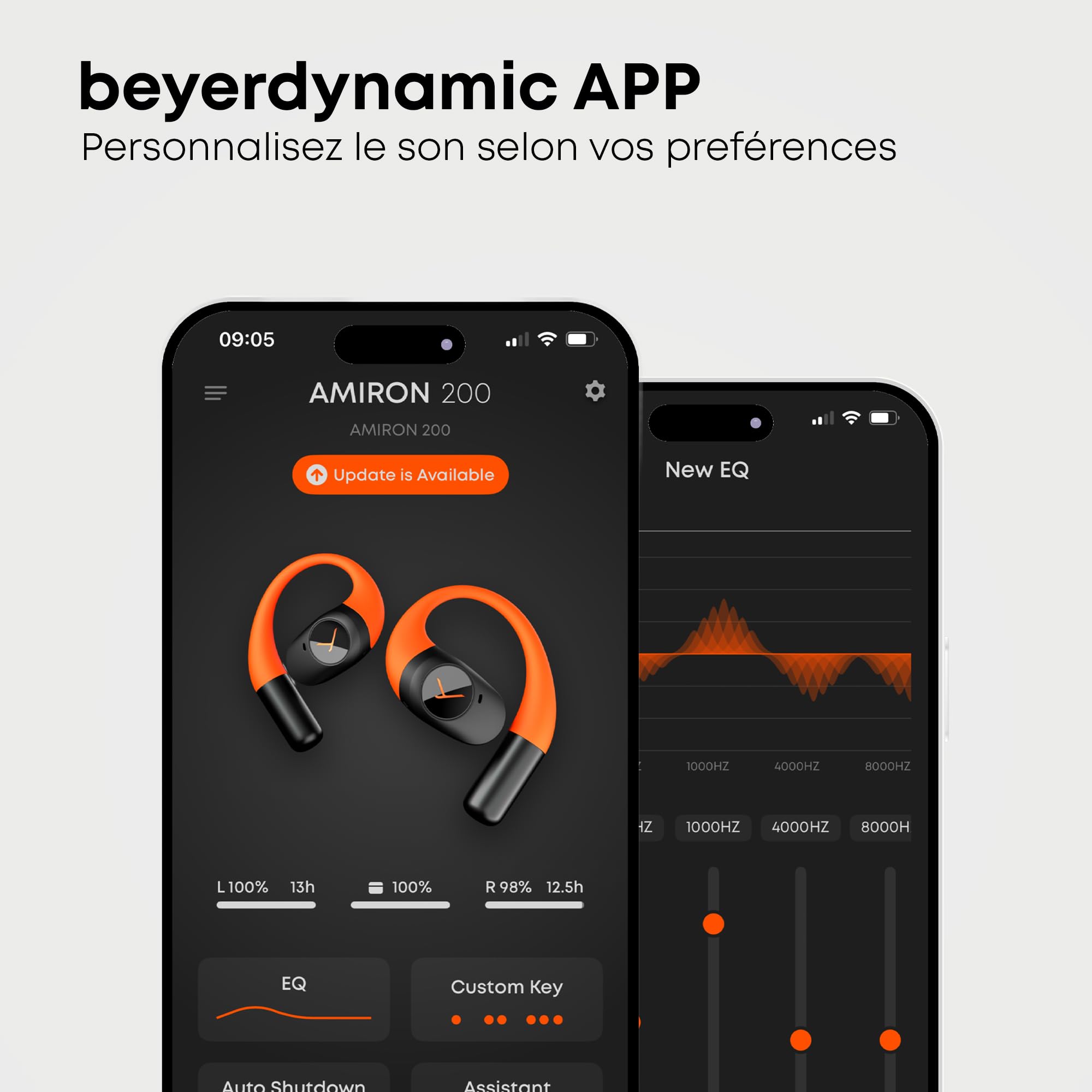 beyerdynamic AMIRON 200 Écouteurs True Wireless,Casque Audio Ouvert, Écouteurs de Sport avec Crochets d'oreille ergonomiques, autonomie de 36 Heures, Bluetooth 5.3, en Noir