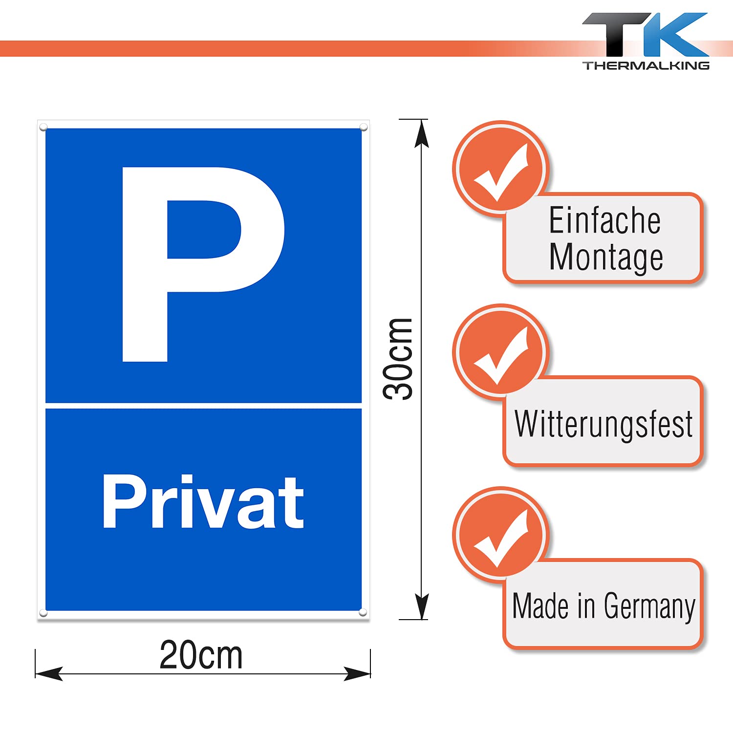 Privatparkplatz-Schild „Parken Verboten“ – 30x20 Cm, PVC, Wetterfest, Made In Germany