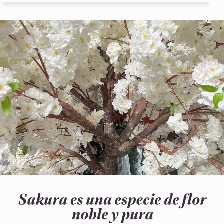 Árboles artificiales de flores de cerezo blanco - Falso árbol de los deseos de estilo japonés para ventana de hotel - Decoración interior o exterior - 2 m x 1,8 m