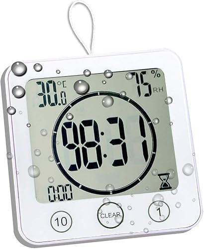 Reloj de baño impermeable y temporizador para ducha, relojes despertadores digitales resistentes al agua con ventosa, reloj de pared colgante a