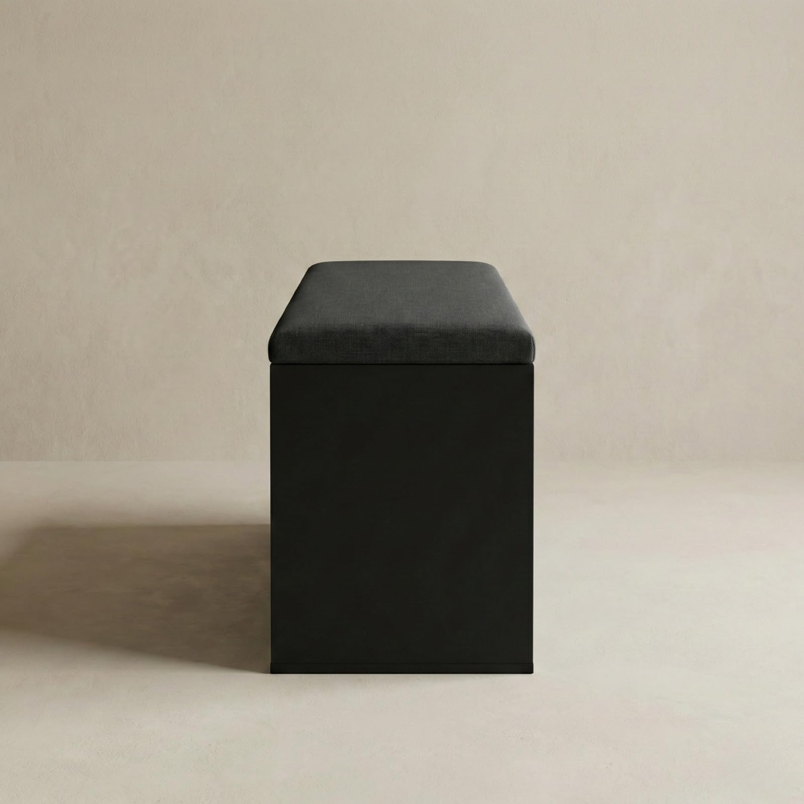 BOXIMO TRIA Schuhschrank mit Sitzbank 80 x 43 x 30 cm Schwarz MDF Polyester