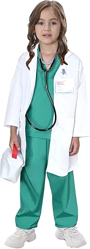 Miniatura 3 de Disfraz de médico para niños, kit de juego de simulación con abrigo de laboratorio, bolsa de transporte, accesorios de Halloween para niños y niñas
