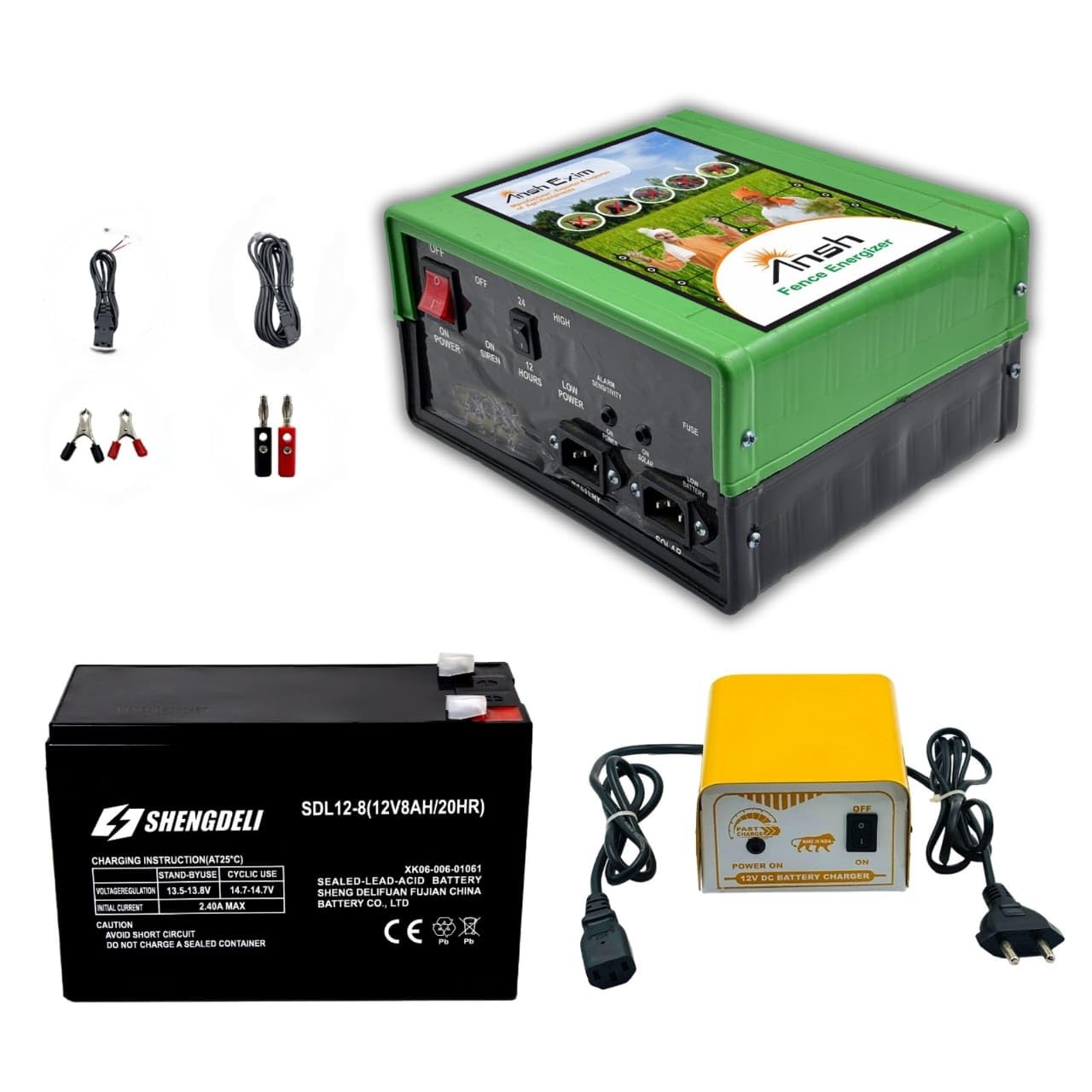 agriansh eco10kv jhatka machine full set 50 acre capacity & 3 amp adapter, 12v dc battery zatka machine full kit