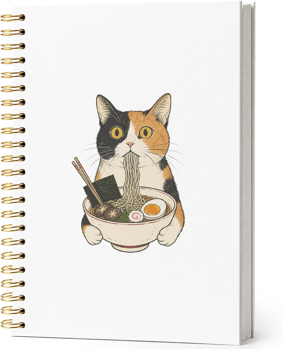 ISANOU Cute Ramen Cat Notebook Journal,Cat Lover Gift for Women Girls Kids