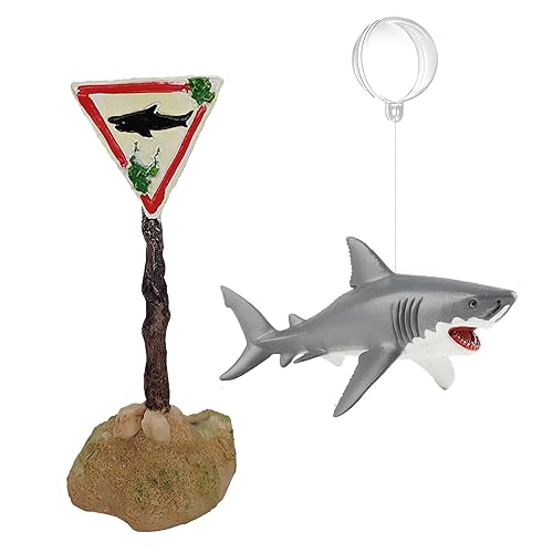 Aquarium Shark Décor Set - Floating Great White Shark with