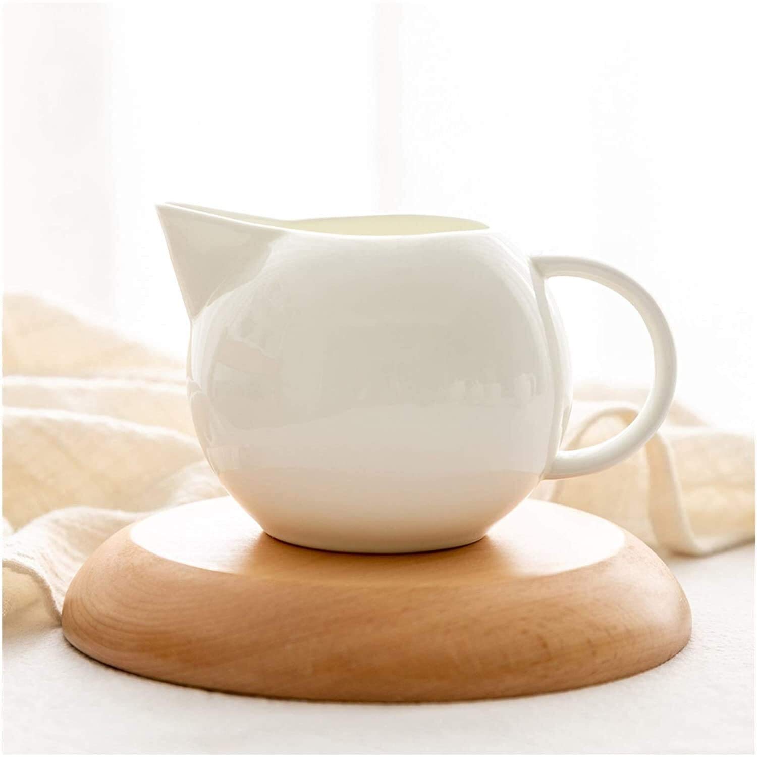 Zestaw porcelanowej śmietanki i cukiernicy, biały ceramiczny dzbanek do spieniania mleka do kawy i herbaty, 300 ml/10,1 uncji, 1 szt., 7,6 x 12 cm