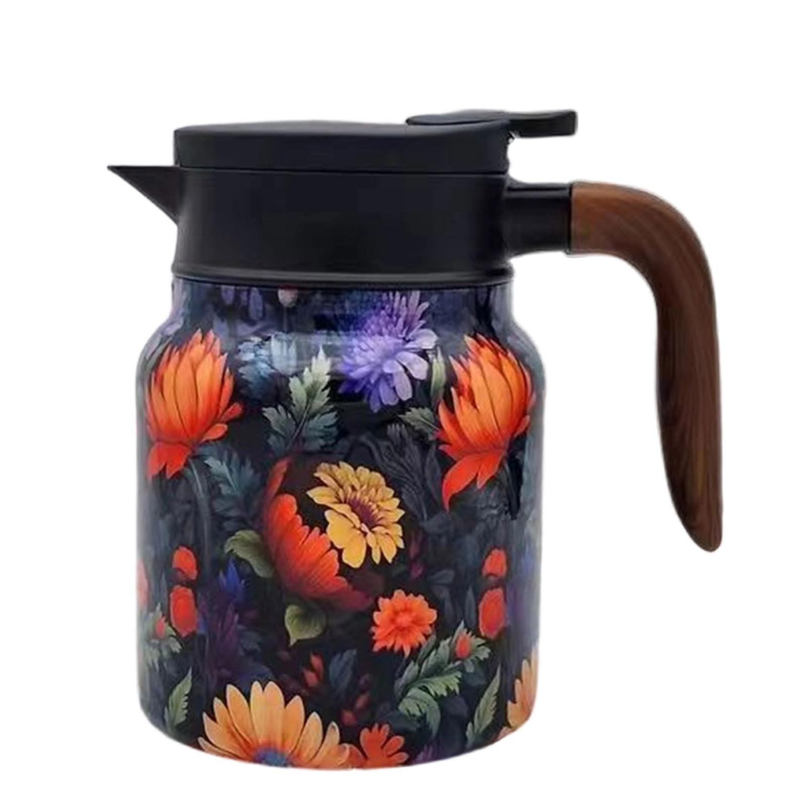 Xjdzineq Large Capacity 1000ml Thermal Teapot with Wooden Grip and Premium Stainless Steels Infuser for Steeping Teas Teapot with Strainer