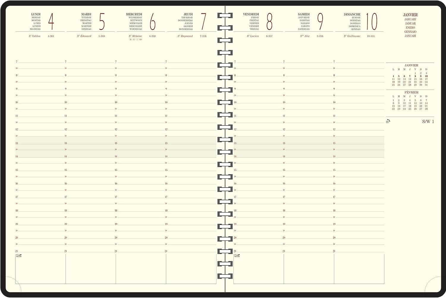Exacompta - 27422E - Agenda settimanale Eurotime 27 S a spirale Barbara - Formato 21 x 27 cm - gennaio 2026 a dicembre 2026 - Colori casuali