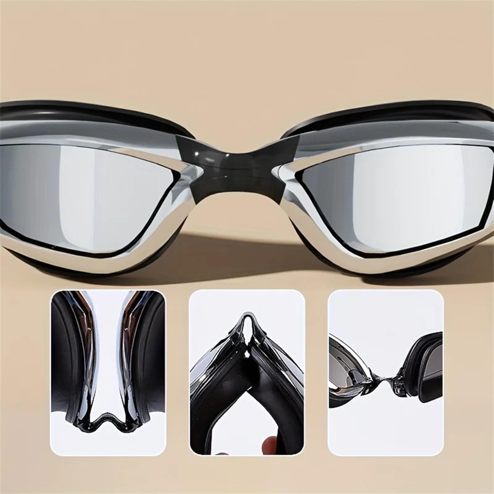 Occhiali Da Nuoto Occhiali da nuoto Uomo Donna Occhiali da nuoto Monoblocco Tappi for le orecchie Galvanotecnica Ragazzo Ragazza Oculari da nuoto Accessori