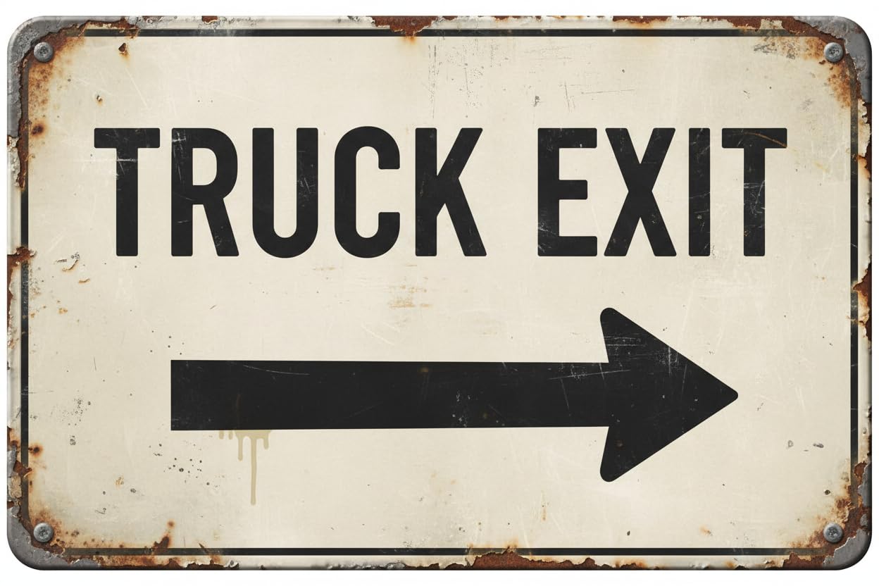 Wall Decor Truck Exit With Right Arrow Sign. 8x12Inch Metal Vintage Signs Aluminum Plates Printed