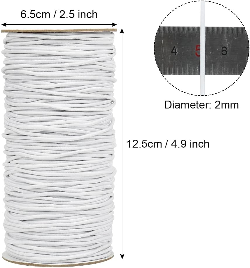 White Elastic Cord, 328 Feet 2mm Stretchy String for Bracelet, Necklace, Jewelry Making, Beading and Crafts (Pack of 2)