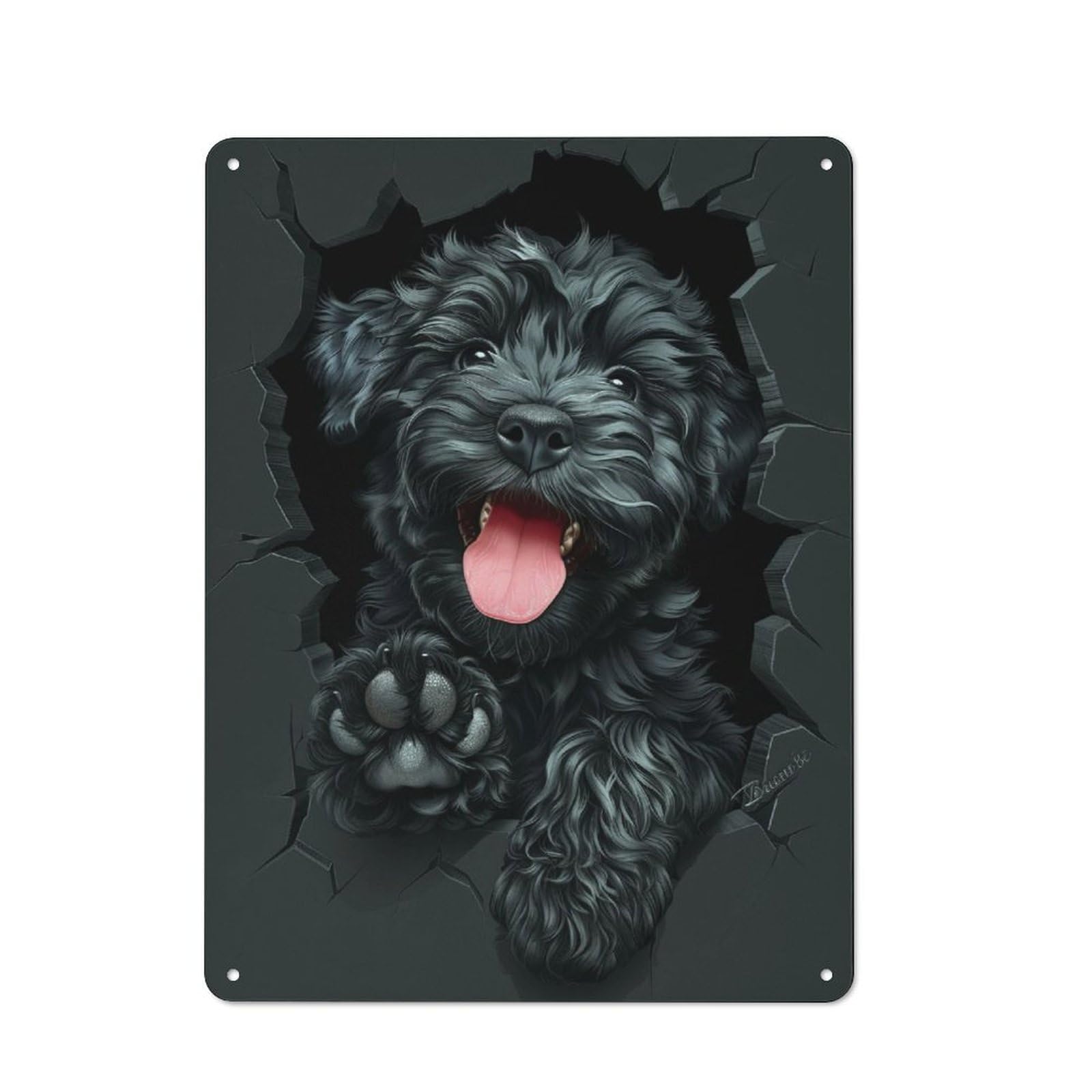 Junmoney Black Russian Terrier Retro Metal Wall Sign 40X30cm With For Pub Or Café, A Housewarming Gift For Hospitality Wall Decor Collectors