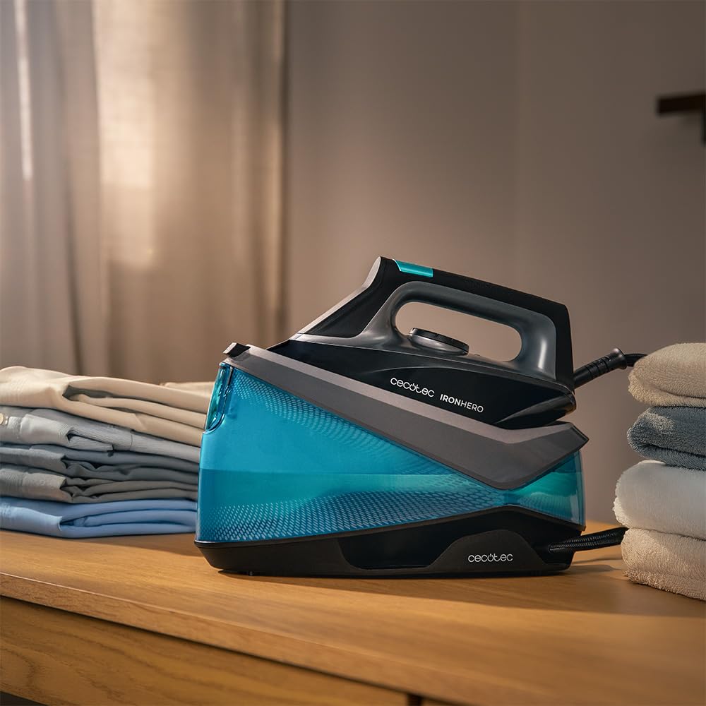 Cecotec Centrum Prasowania Poziomego IronHero H-2800 Station. 2800W, Para 135g/m, uderzenie 360g/m, płyta ceramiczna, antykorozyjna, automatyczne wyłączanie, precyzja, regulacja temperatury