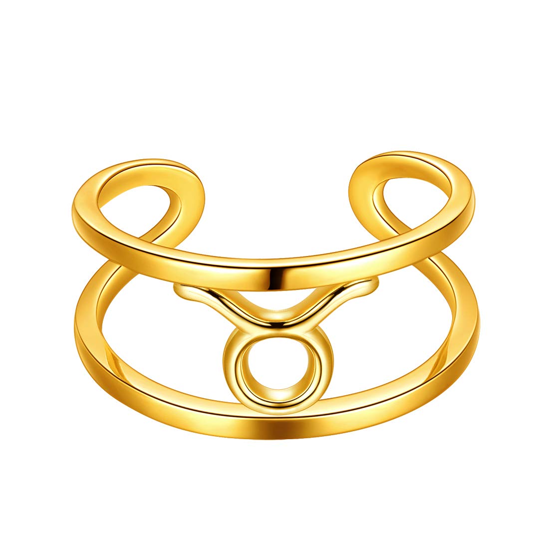beautlaceHoroscope Zodiac Adjustable Ring 12 Constellation Astrology 18K Gold/Silver/Black Gun Plated Opening Statement Ring for Women Men Teen Girls Jewelry Gift KR0002