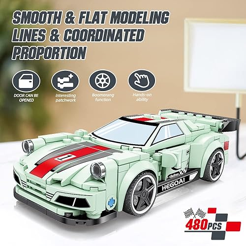 Miniatura 2 de HEGOAI Track Champion Racing Car BuildingToys para niños de 6 a 10 años, kits de construcción de autos deportivos modelo para niños (compatible con