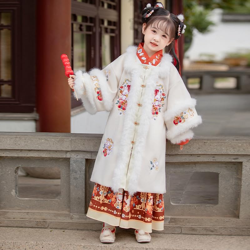 NIBHZ Odzież zimowa dziewczęca Hanfu, dziecięcy garnitur Tang, pogrubiona, w stylu chińskim,110cm