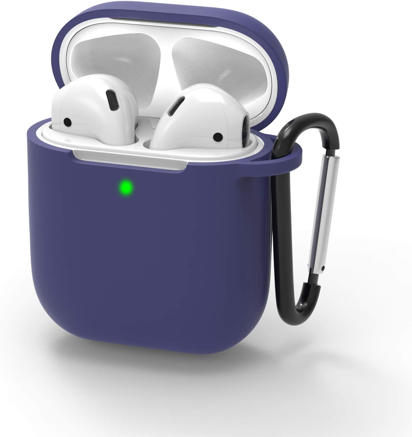 AirPods Case Airpod Case Cover for Airpods 2&1 (Front LED Visible) Upgrade Skin Silicone Protective Case with Anti-Lost Buckle Headphone Case Compatible with AirPods 2&1 Accessories [Navy Blue]