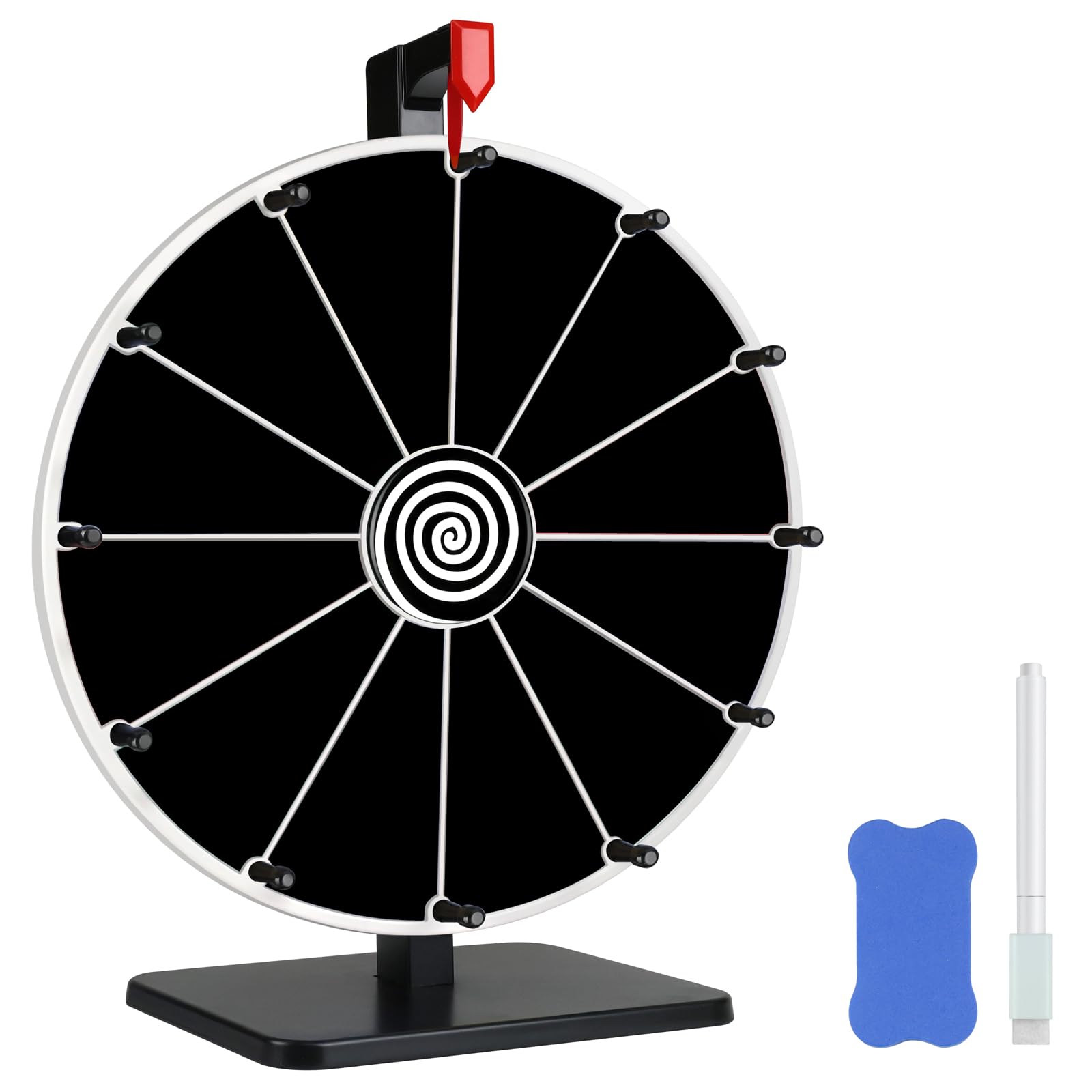 Pionites 12 Inch 12 Slots Prize Wheel Tabletop or Wall Mount Fortune Spin with Dry Erase…