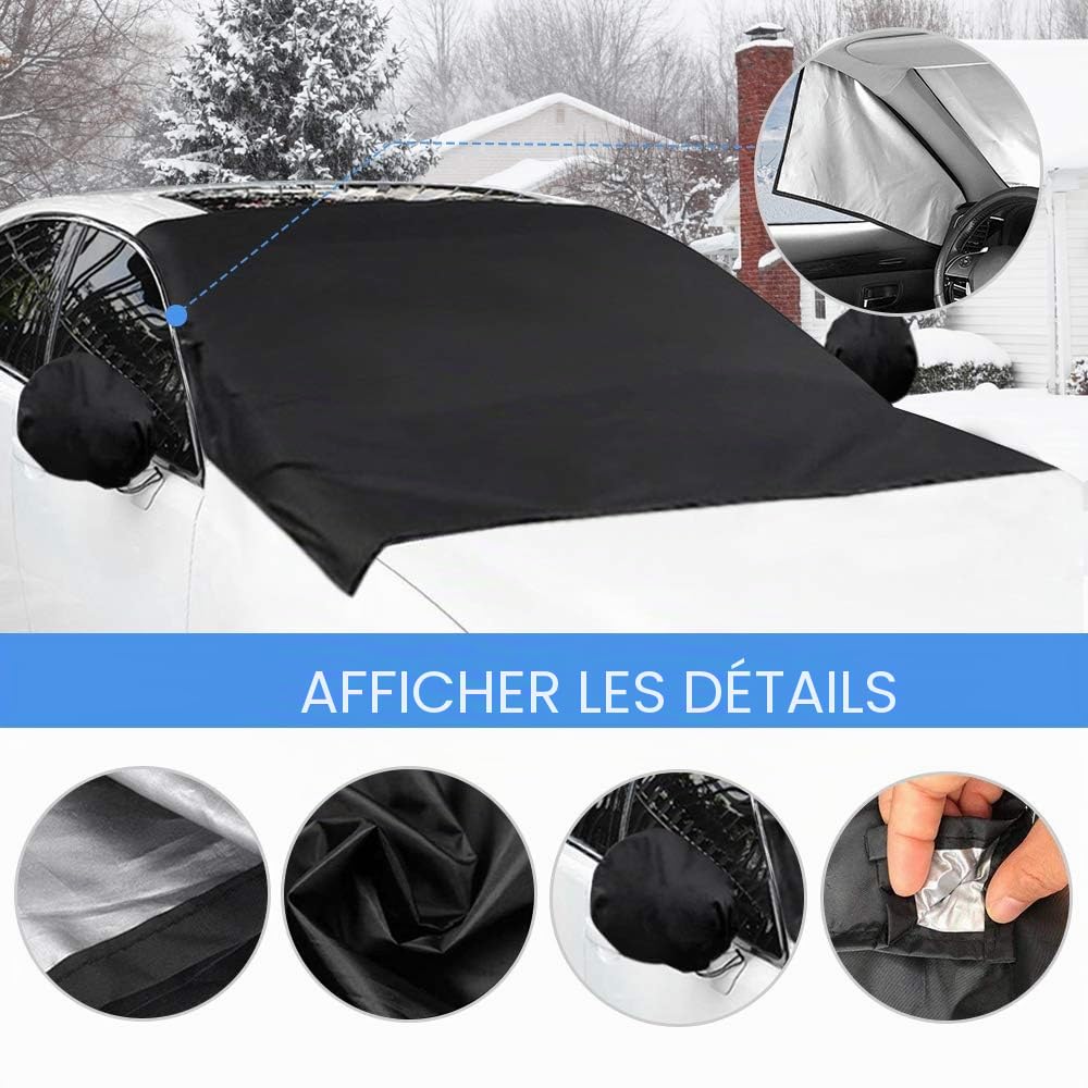 Couverture Pare-Brise Voiture, Magnétiques Bâche Pare Brise UV Soleil Protection Anti Givre Neige Anti Glace Pare-Soleil Repliable pour Plupart des Véhicules (210x120cm)