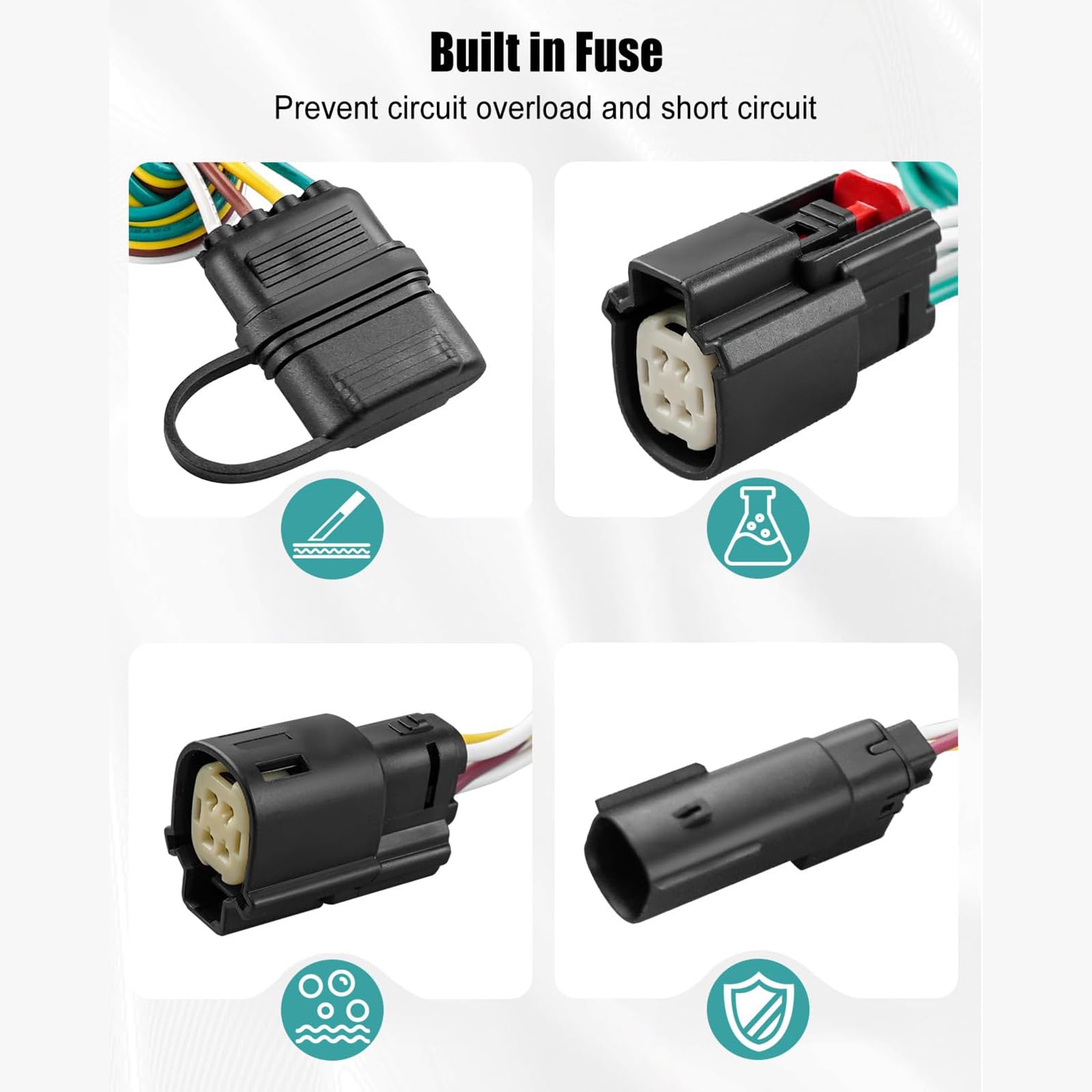 Adaptador de conector de arnés de cableado de remolque de 4 pines para modelos 2011-2014 Materiales ABS Fácil instalación 56120 118515 40695 Arnés de cableado de remolque fronterizo